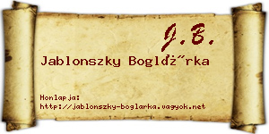 Jablonszky Boglárka névjegykártya