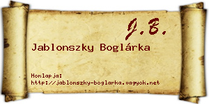Jablonszky Boglárka névjegykártya